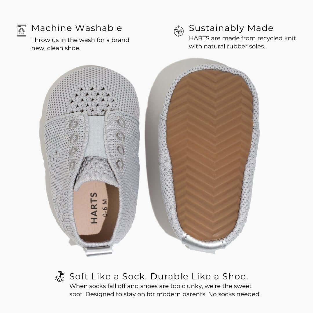 Sidekick - Grey/Silver - HARTS Bootees #first shoes# #toddler# #baby# Barefoot Kids Shoes Affordable Kids shoes Barefoot toddler kids What are the best shoes for first walkers? What are the best shoes for toddlers? How to teach babies to walk? When should you buy your first toddler shoes? First birthday Breastfeeding Baby registry checklist Smash cake
