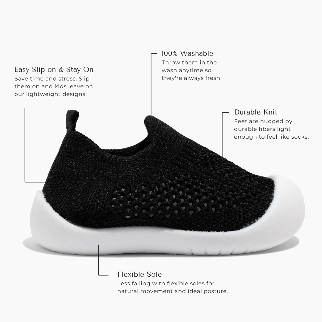 Early walker shoes showcasing flexible soles and secure fit, ideal for 4-6 month olds transitioning from soft booties to structured support.